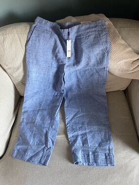 Chico’s Embroidered Linen Crop Pant Sz 12 NWT